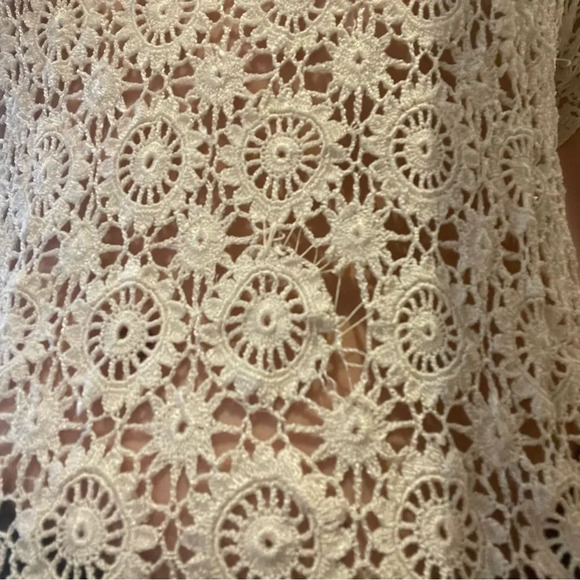 Vintage 90s handmade cream crochet  knit short‎ sleeve top S - Picture 9 of 11